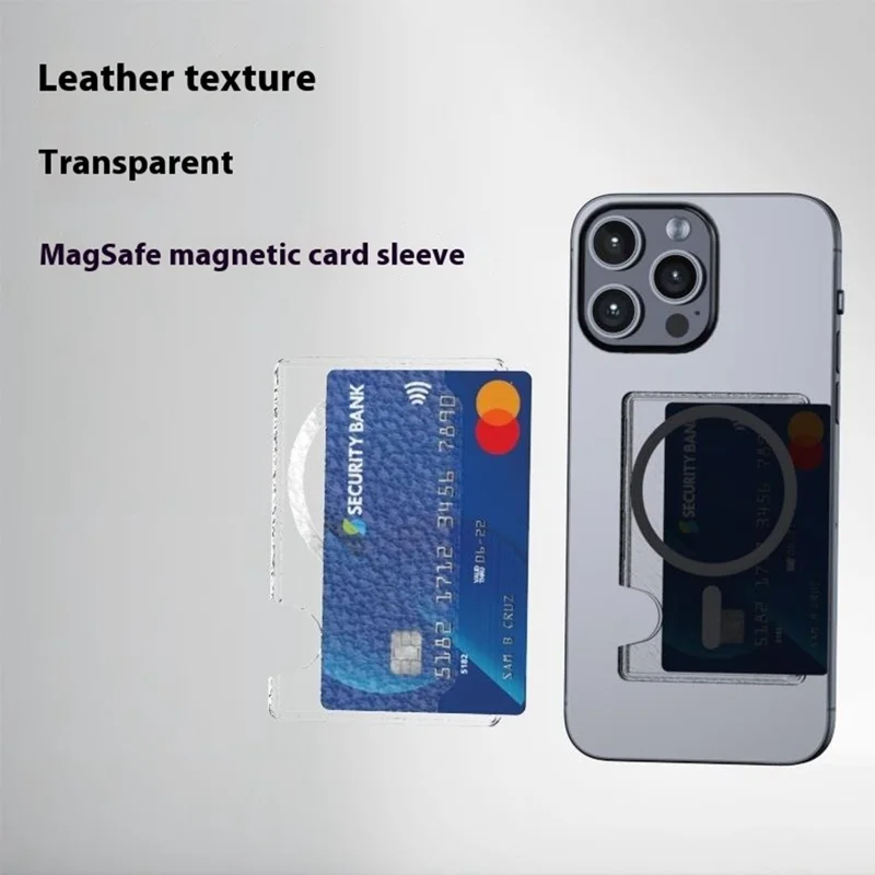 Держатель Магнитной Карты, Совместимый с Magsafe Side Push Leather+PC Телефонные Карты Рукава - Черный