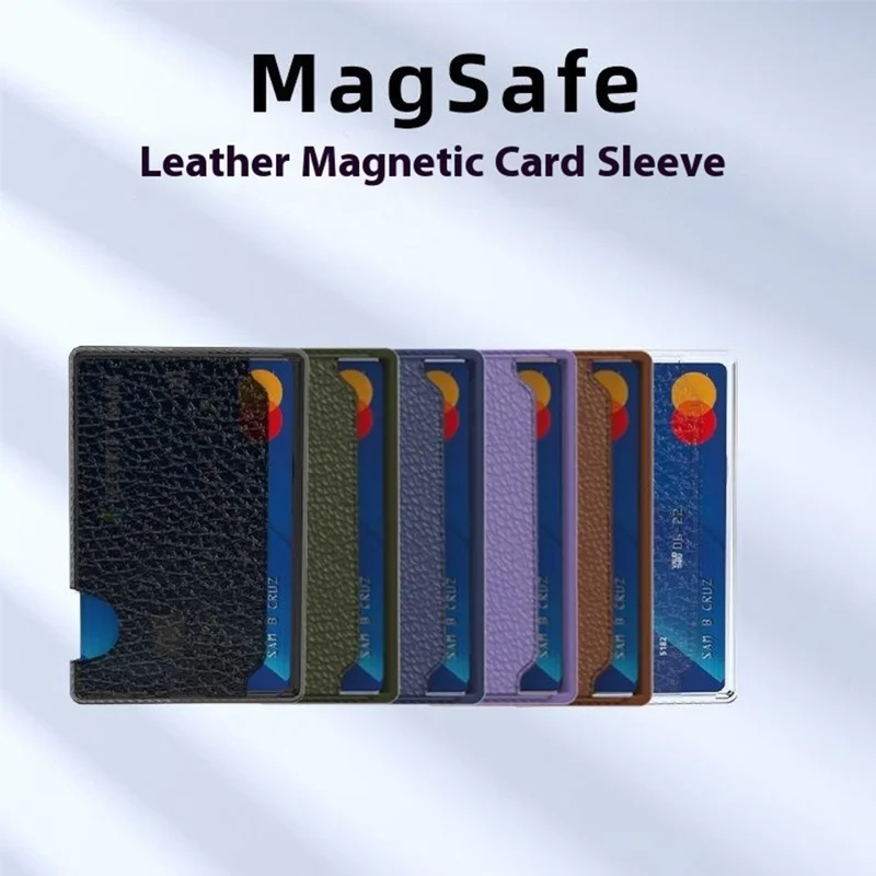 Magnetic Card Holder Side Push Leather+PC Phone Cards Sleeves - Blue