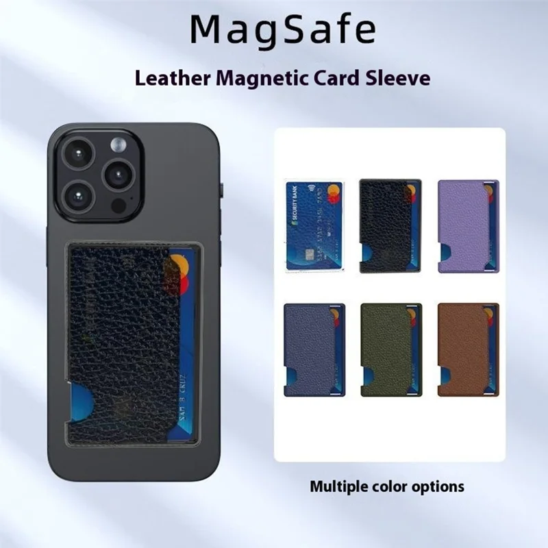 Magnetic Card Holder Side Push Leather+PC Phone Cards Sleeves - Blue