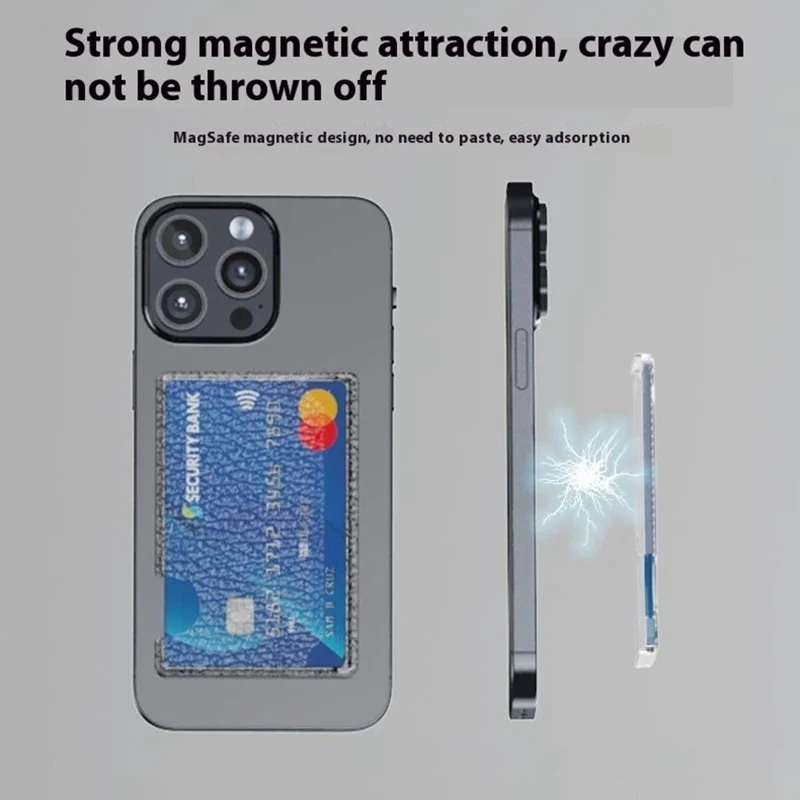 Magnetic Card Holder Side Push Leather+PC Phone Cards Sleeves - Blue