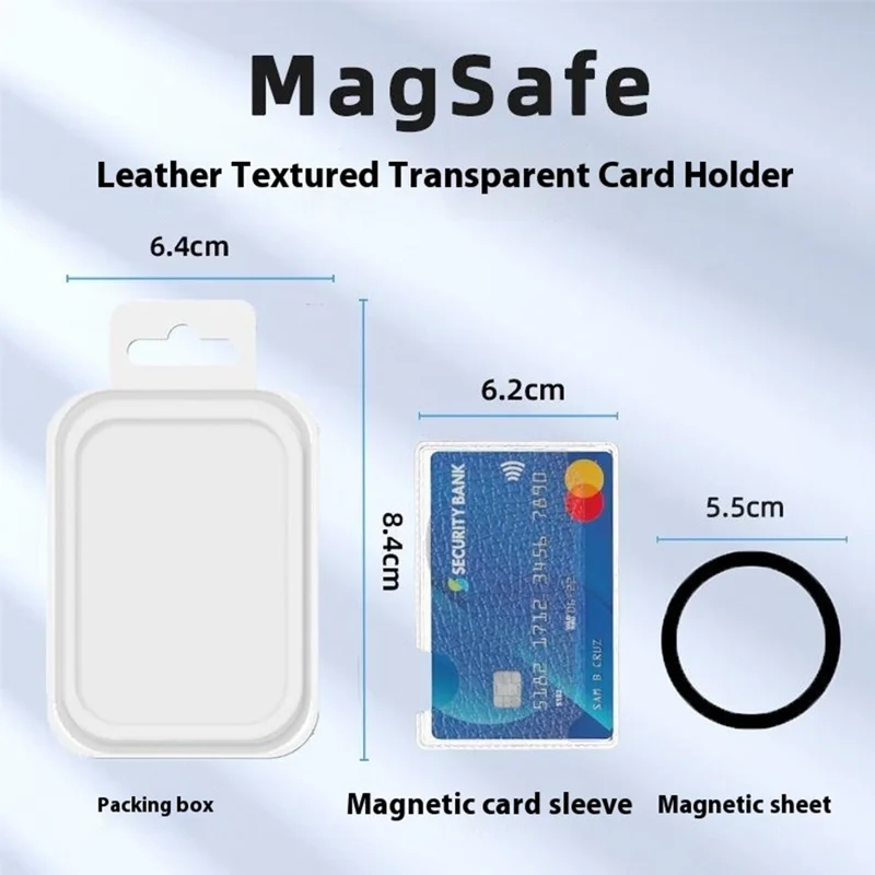 Magnetic Card Holder Side Push Leather+PC Phone Cards Sleeves - Blue