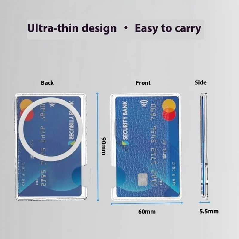 Magnetic Card Holder Side Push Leather+PC Phone Cards Sleeves - Blue