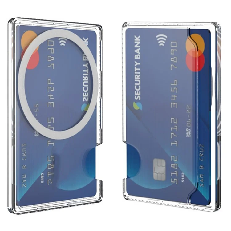 Magnetic Card Holder Compatible with MagSafe Side Push Clear PC Phone Cards Bag - Transparent
