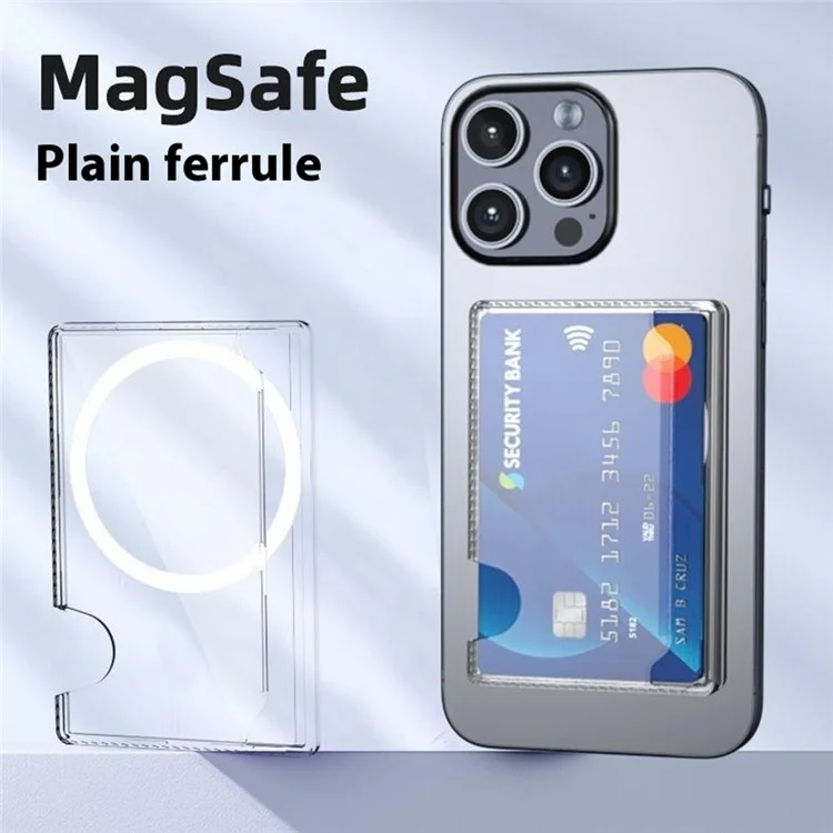 Magnetic Card Holder Compatible with MagSafe Side Push Clear PC Phone Cards Bag - Transparent