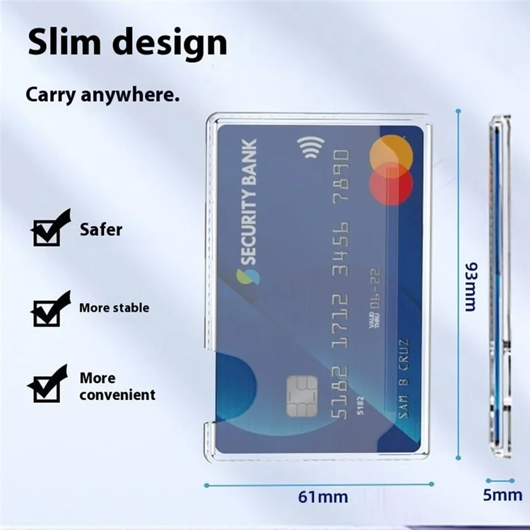 Magnetic Card Holder Compatible with MagSafe Side Push Clear PC Phone Cards Bag - Transparent