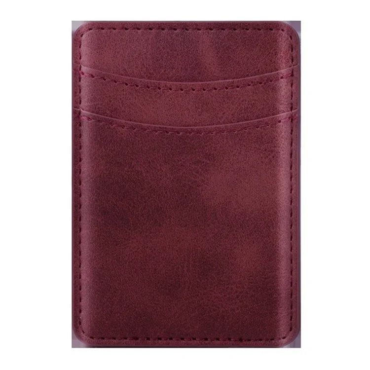Magnetic Card Holder Compatible with MagSafe RFID Blocking Leather Phone Card Pocket - Wine Red