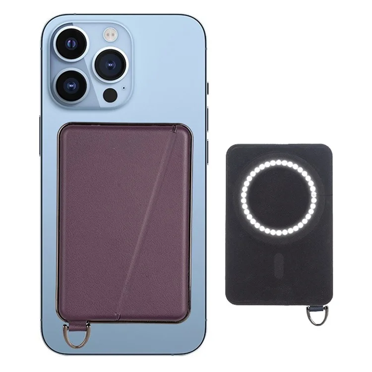 Support de Carte Magnétique Compatible Avec Magsafe Hidden Kickstand le Cuir en Cuir Pouche de Carte - Violet Foncé