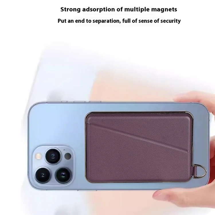 Support de Carte Magnétique Compatible Avec Magsafe Hidden Kickstand le Cuir en Cuir Pouche de Carte - Violet Foncé