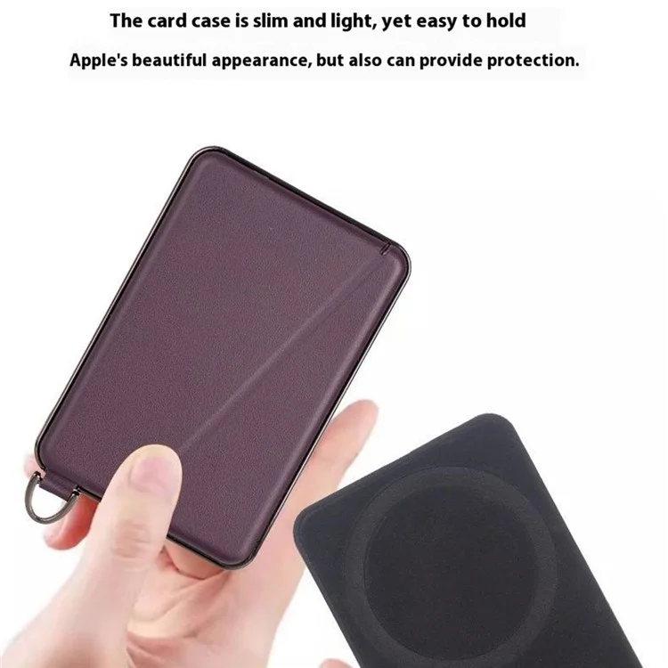 Support de Carte Magnétique Compatible Avec Magsafe Hidden Kickstand le Cuir en Cuir Pouche de Carte - Violet Foncé