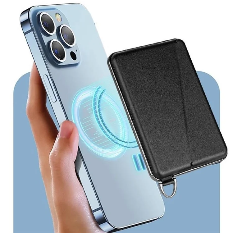 Support de Carte Magnétique Compatible Avec Magsafe Hidden Kickstand le Cuir en Cuir Pouche de Carte - Violet Foncé