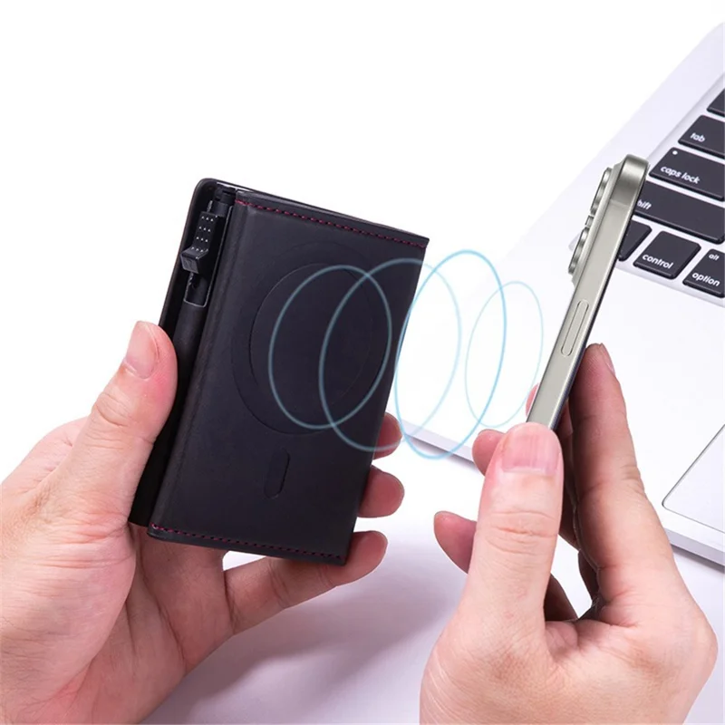 Magnetic Card Holder Compatible with MagSafe RFID Blocking PU Leather Wallet Phone Sleeve - Black