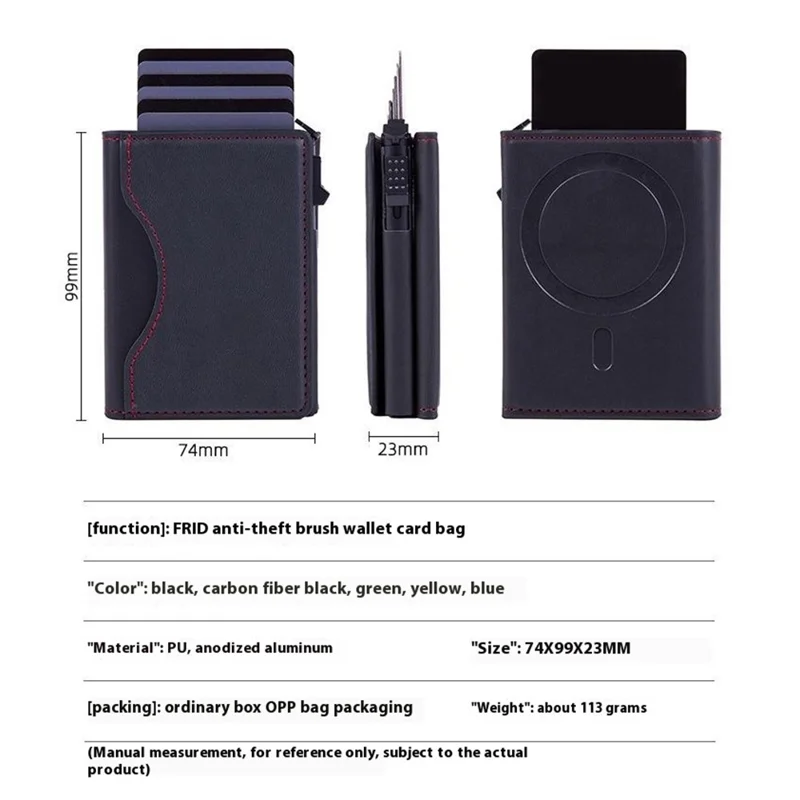 Magnetic Card Holder RFID Blocking PU Leather Wallet Phone Sleeve - Green