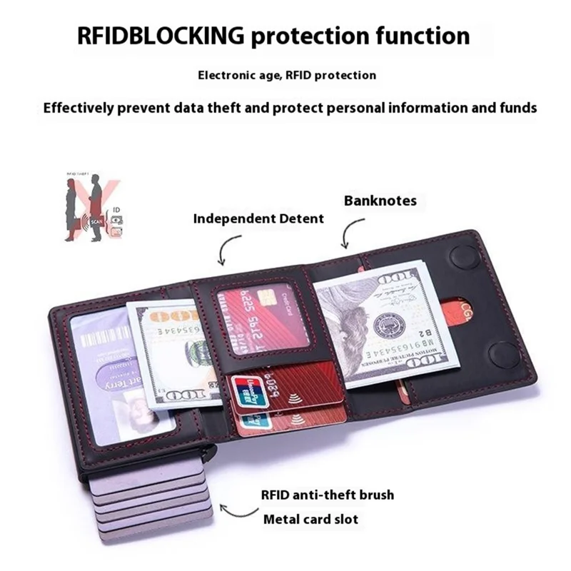 Magnetic Card Holder RFID Blocking PU Leather Wallet Phone Sleeve - Green