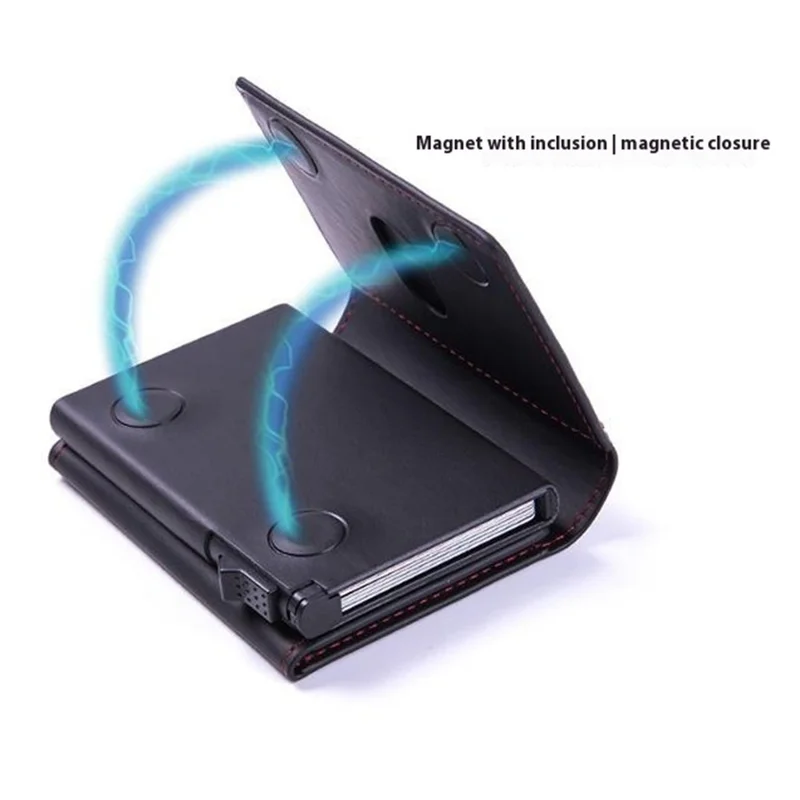 Magnetic Card Holder RFID Blocking PU Leather Wallet Phone Sleeve - Green