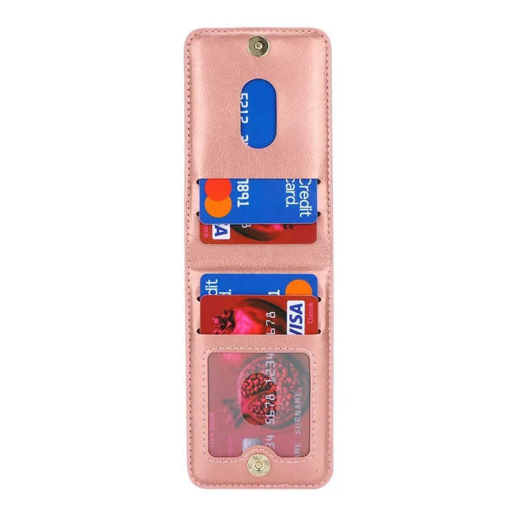 Magnetic Card Holder Compatible with MagSafe Slim Leather ID Credit Card Sleeve - Rose Gold