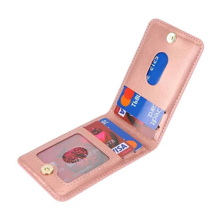 Magnetic Card Holder Compatible with MagSafe Slim Leather ID Credit Card Sleeve - Rose Gold
