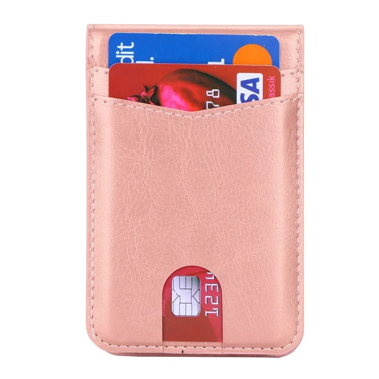 Magnetic Card Holder Compatible with MagSafe Slim Leather ID Credit Card Sleeve - Rose Gold