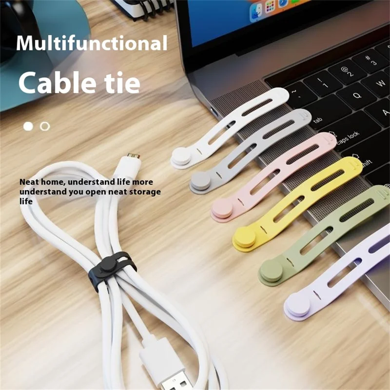 CS04S 80mm Silicone Cable Tie Reusable Holder Strap Cable Organizer Creative Travel Accessories - Black