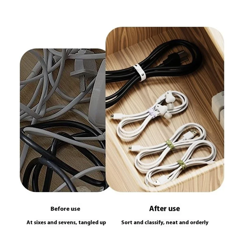 CS04S 80mm Silicone Cable Tie Reusable Holder Strap Cable Organizer Creative Travel Accessories - Black