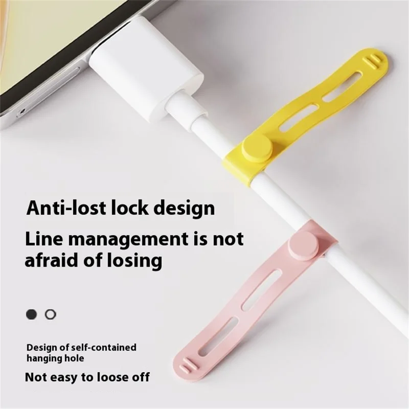 CS04S 80mm Silicone Cable Tie Reusable Holder Strap Cable Organizer Creative Travel Accessories - Black