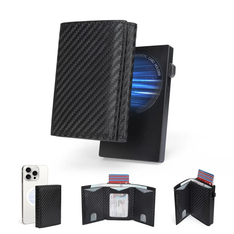 Bulk Purchasing LT-CC24112 For Men Trifold Wallet Metal Card Holder RFID Business Magnetic Phone Card Case