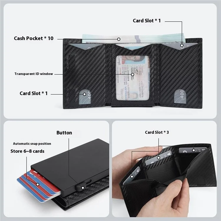 Bulk Purchasing LT-CC24112 For Men Trifold Wallet Metal Card Holder RFID Business Magnetic Phone Card Case