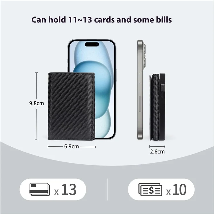 Bulk Purchasing LT-CC24112 For Men Trifold Wallet Metal Card Holder RFID Business Magnetic Phone Card Case