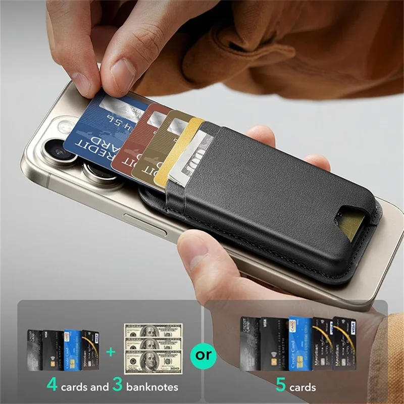 Bulk Purchasing Magnetic Card Holder for Cell Phone Magnet Back Attachment Design - Black