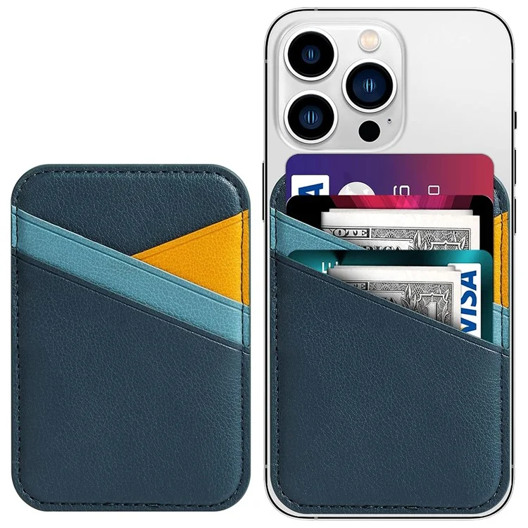 Magnetic card holder block support for iPhone 12-16 series cell phone, matched color design.