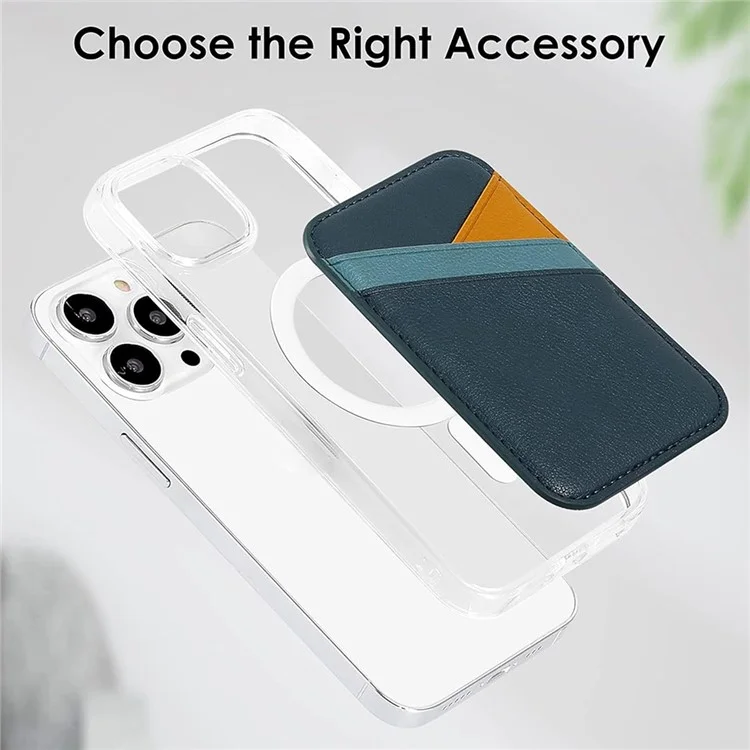Magnetic card holder block support for iPhone 12-16 series cell phone, matched color design.