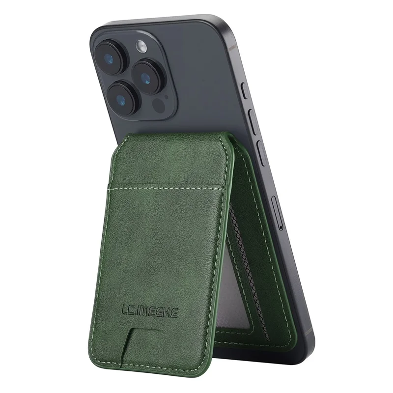 LC.IMEEKE Phone Magnetic Card Holder RFID Blocking Card Slots Leather Kickstand - Green