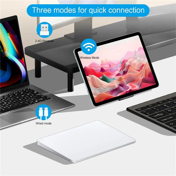 Multi-Touch Touchpad High Precision Type-C Wired WiFi 2.4G Wireless Trackpad for Tablet PC Laptop - Silver