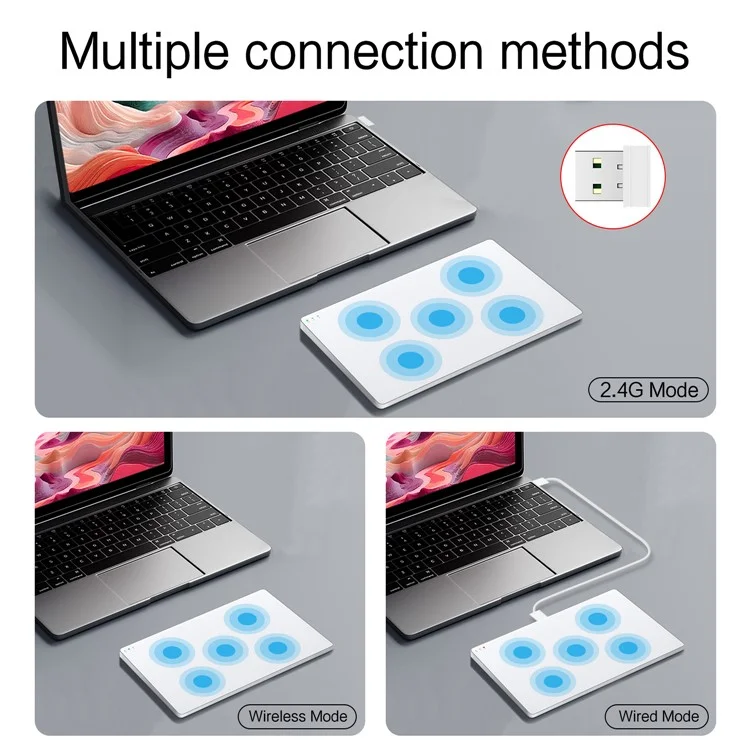 Multi-Touch Touchpad High Precision Type-C Wired WiFi 2.4G Wireless Trackpad for Tablet PC Laptop - Silver
