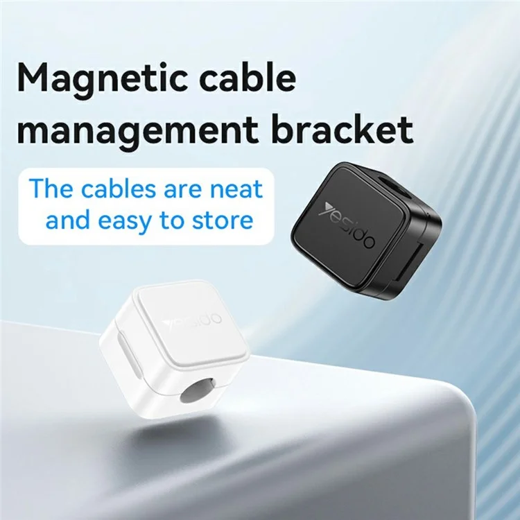 YESIDO C216 4 organizadores de cables magnéticos para escritorio, clips de gestión de cables de teléfono - Blanco