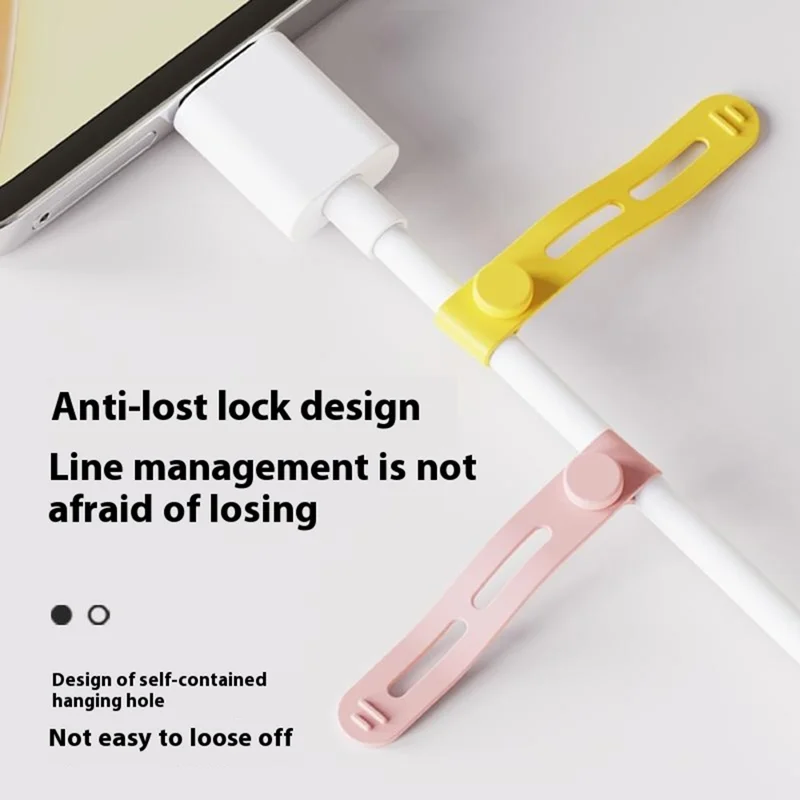 CS04S Multipurpose Elastic Silicone Cable Organizer Tie 130mm Cord Management Reusable Fastening Strap - Black