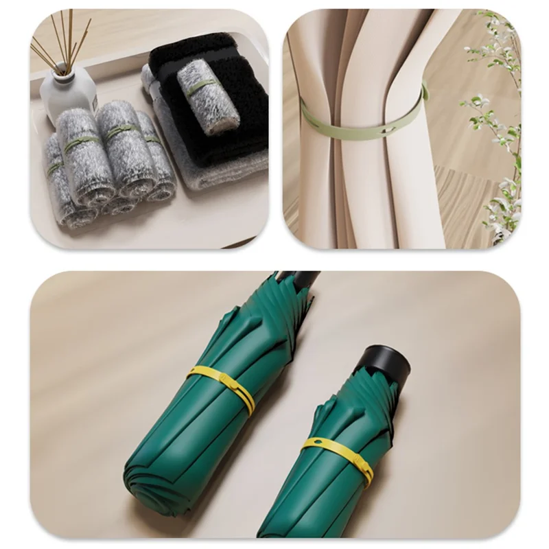 CS04S Multipurpose Elastic Silicone Cable Organizer Tie 130mm Cord Management Reusable Fastening Strap - Black