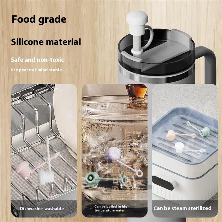 ST01 Silicone Straw Dust Cap Universal Fit 6-10mm Reusable Straw Protector - White