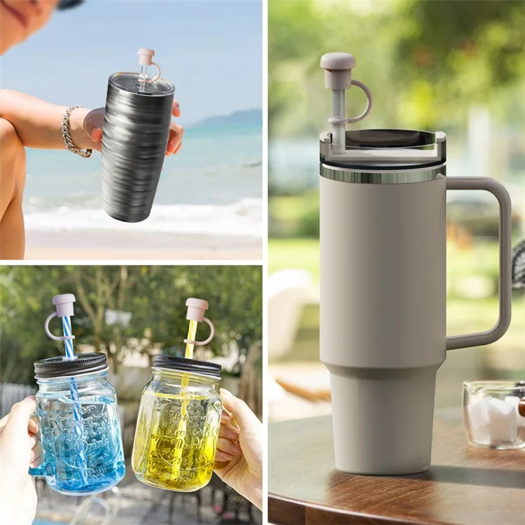 ST01 Silicone Straw Dust Cap Universal Fit 6-10mm Reusable Straw Protector - White