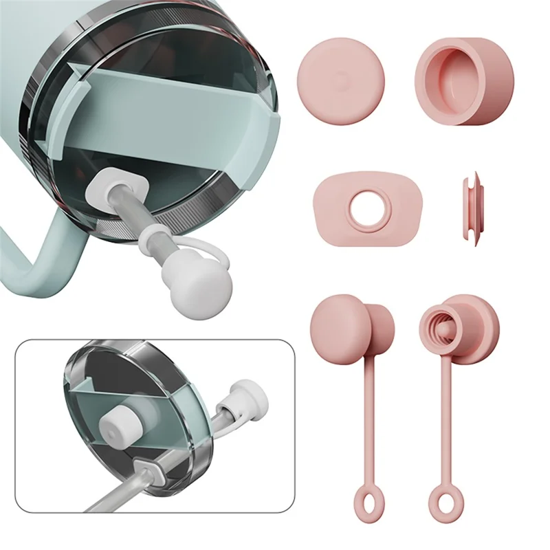 BB02 3er-Set Strohhalm-Kappe Silikon Anti-Leck-Verschluss kompatibel mit Stanley 1.0 / 2.0 Tassen-Deckel - Rosa