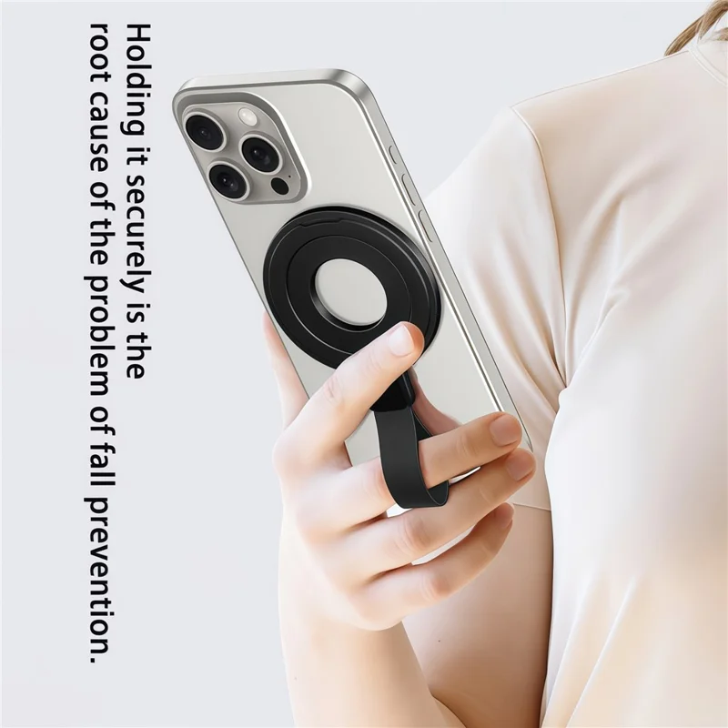 Magnetische Voetsteun Compatibel met MagSafe Metaal Telefoon Grip Ringhouder met Vingergordel - Zilver + Oranje