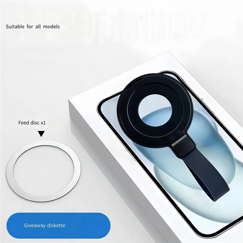 Magnetische Voetsteun Compatibel met MagSafe Metaal Telefoon Grip Ringhouder met Vingergordel - Zilver + Oranje