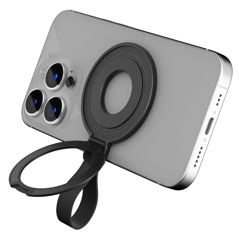 Magnetische Voetsteun Compatibel met MagSafe Metaal Telefoon Grip Ringhouder met Vingergordel - Zilver + Oranje