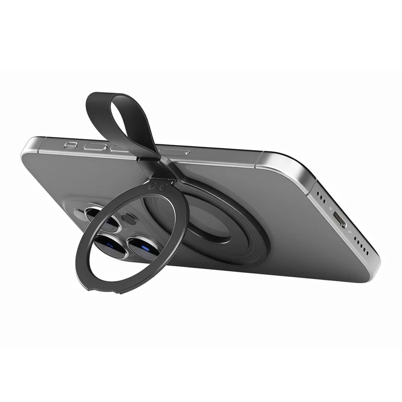 Magnetische Voetsteun Compatibel met MagSafe Metaal Telefoon Grip Ringhouder met Vingergordel - Zilver + Oranje