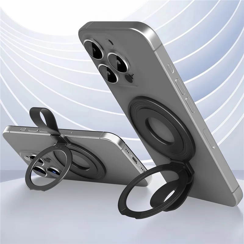 Magnetische Voetsteun Compatibel met MagSafe Metaal Telefoon Grip Ringhouder met Vingergordel - Zilver + Oranje