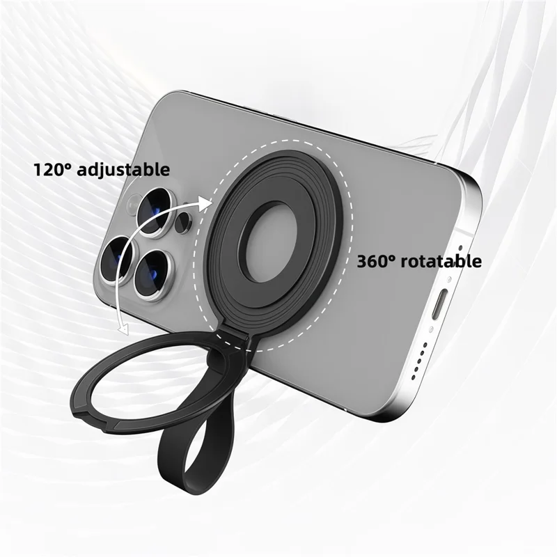 Magnetische Voetsteun Compatibel met MagSafe Metaal Telefoon Grip Ringhouder met Vingergordel - Zilver + Oranje