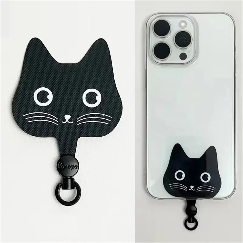 AROPE 6.5cm Phone Tether Tab Cartoon Design Phone Case Lanyard Patch Replacement Part - Shy Cat