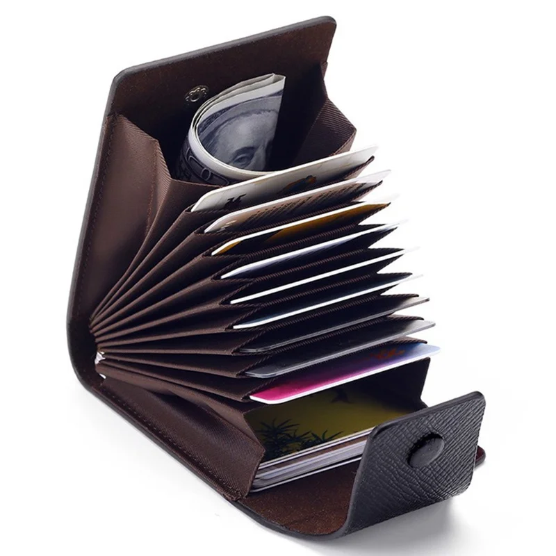 TP-8280 Multi-Function Card Holder Accordion Style Wallet 9 Card Slots 2 Utility Pockets Vertical Design - Black