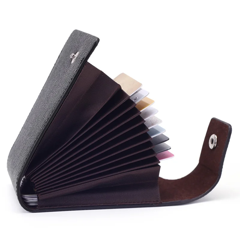 TP-8280 Multi-Function Card Holder Accordion Style Wallet 9 Card Slots 2 Utility Pockets Vertical Design - Black