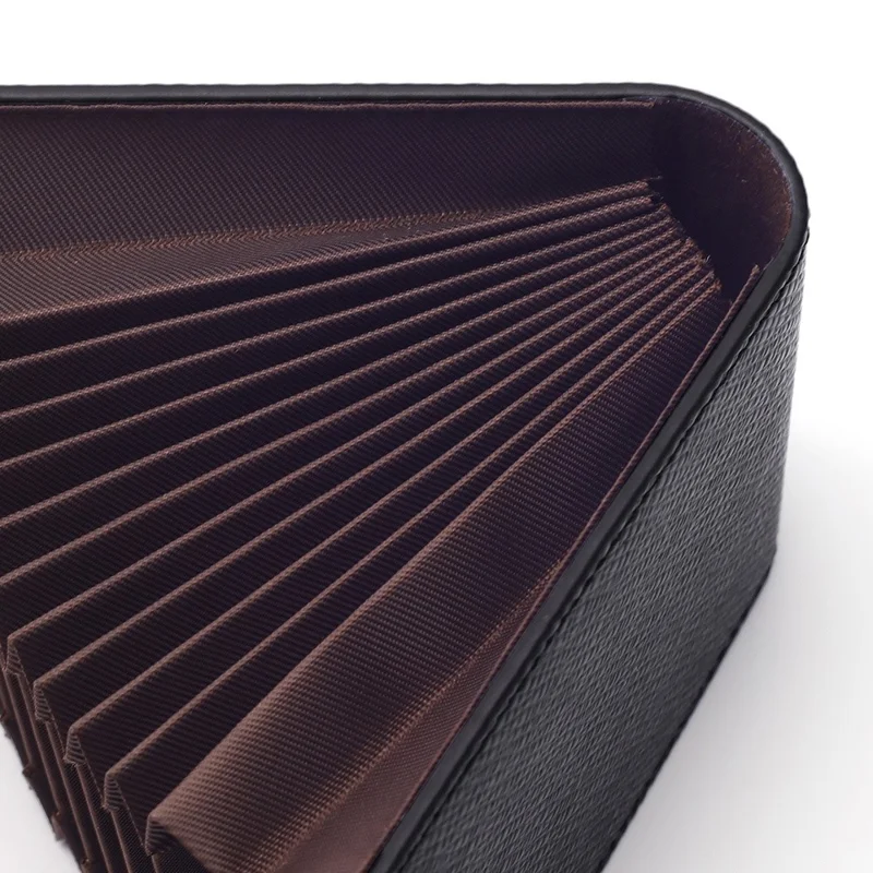 TP-8280 Multi-Function Card Holder Accordion Style Wallet 9 Card Slots 2 Utility Pockets Vertical Design - Black
