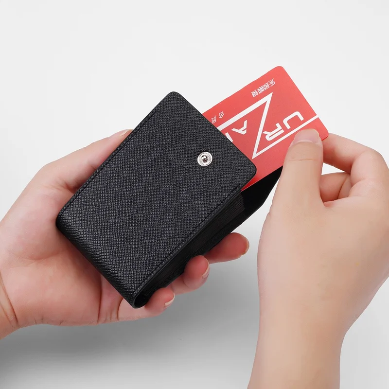 TP-8280 Multi-Function Card Holder Accordion Style Wallet 9 Card Slots 2 Utility Pockets Vertical Design - Black